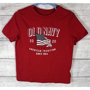 Old Navy Toddler Boys 4T Red American Flag Graphic T Shirt Patriotic